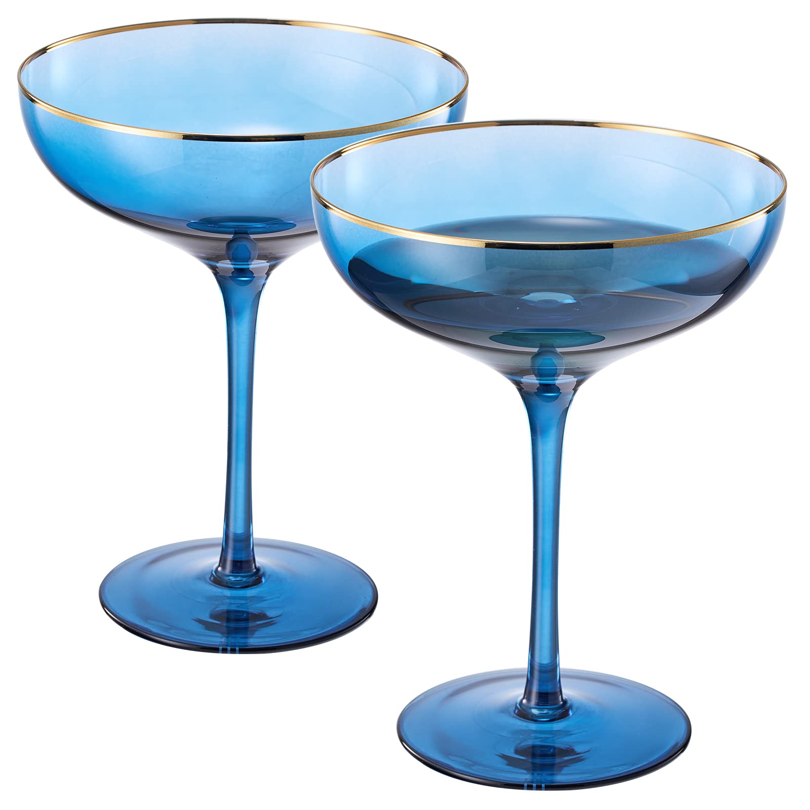 Amazon.com | The Wine Savant Colored Royal Blue & Gilded Rim Coupe